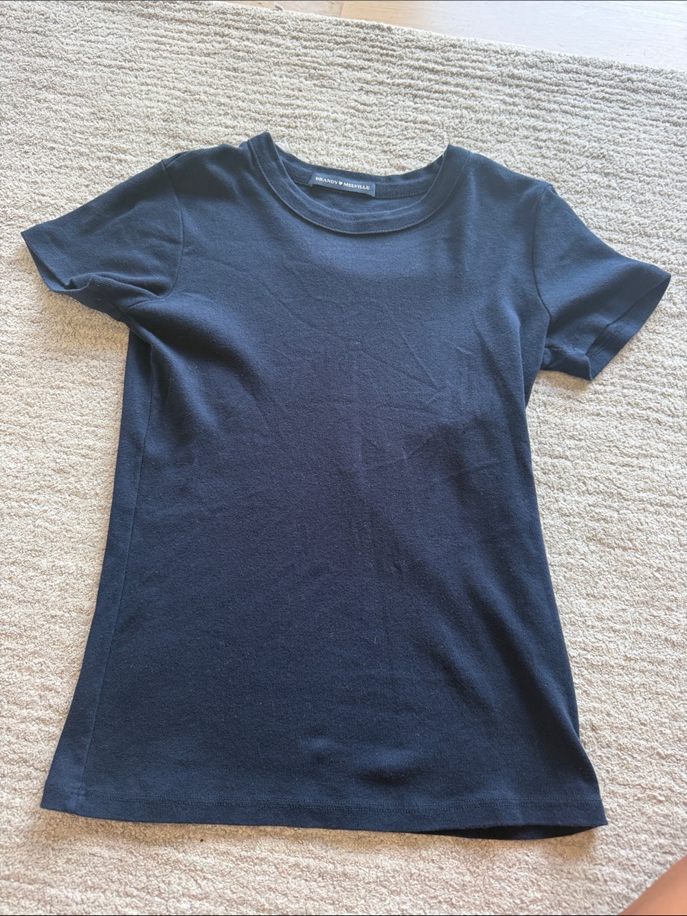 Brandy Melville Navy- Sleeve Crewneck Tee
